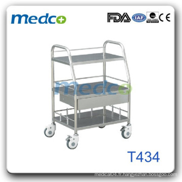 Chariot d&#39;équipement médical en acier inoxydable HOSPITAL T434